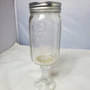 Ball Mason Jar, Beer/Whiskey Glass Stem Pedestal Drinking Cup Joke Gag Collector
